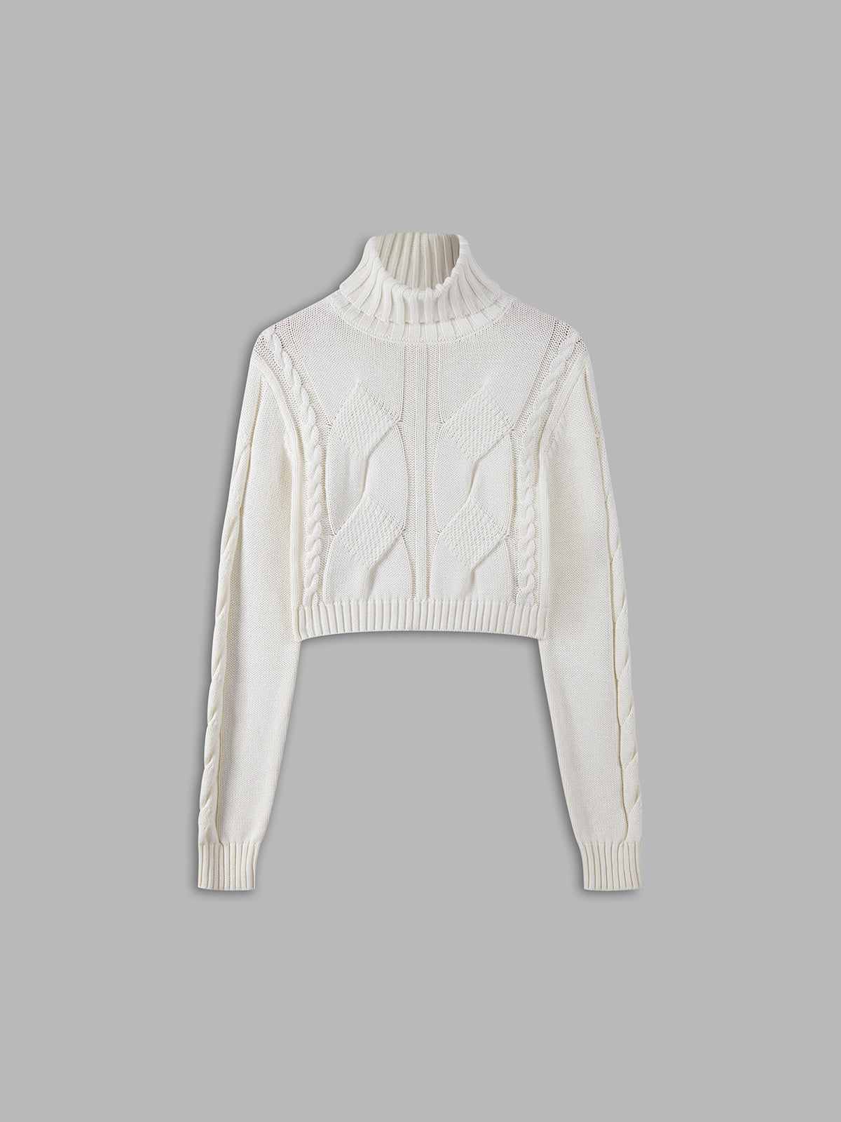 Snowflake Mock Neck Cable Knit Sweater