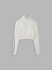 Snowflake Mock Neck Cable Knit Sweater