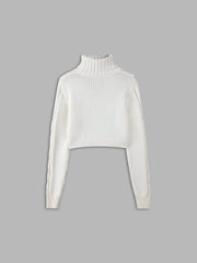 Snowflake Mock Neck Cable Knit Sweater