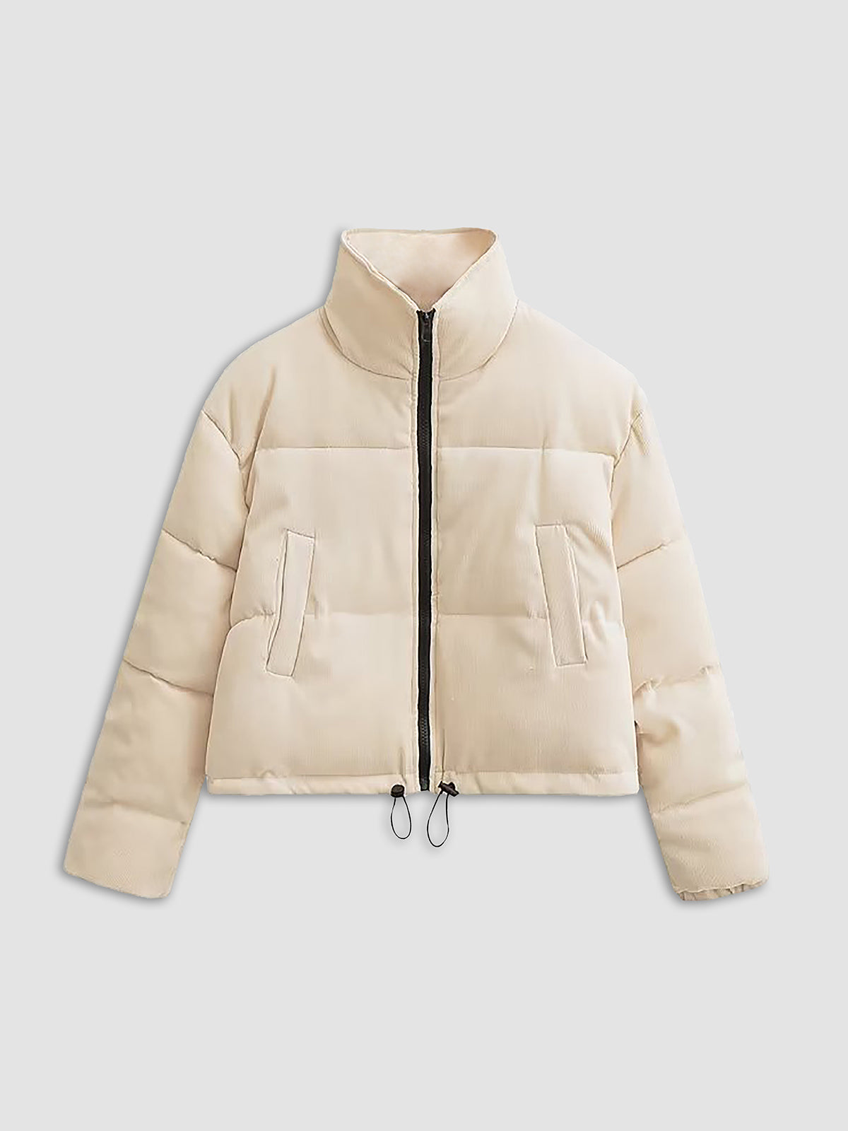 Creamy Latte Quilted Mockneck Puffer Jacket