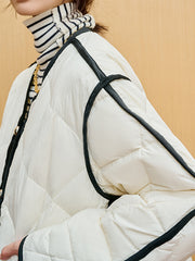 Contrast Seam Quilted Puffer Jacket