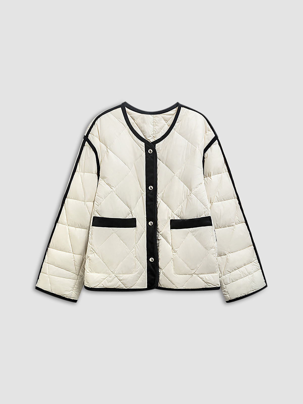 Contrast Seam Quilted Puffer Jacket