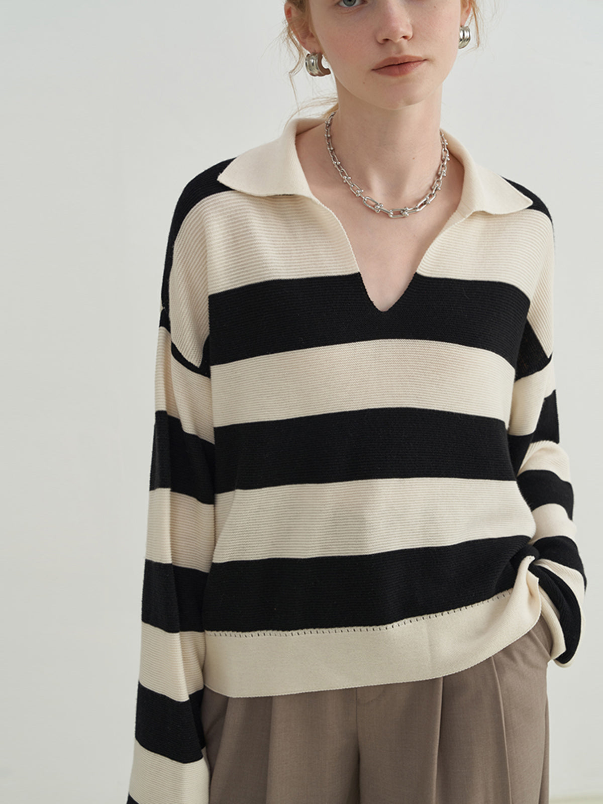 Essential Stripe Collared Sweater