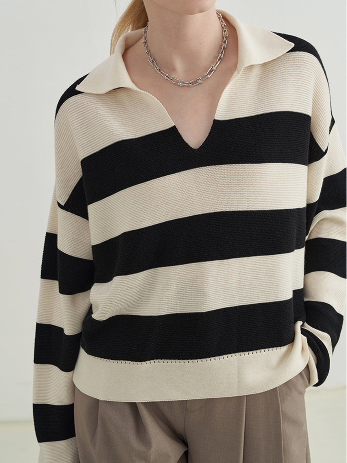 Essential Stripe Collared Sweater