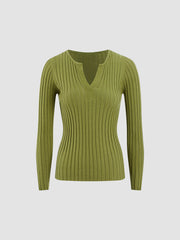 Matcha Cake Ribbed Blouse