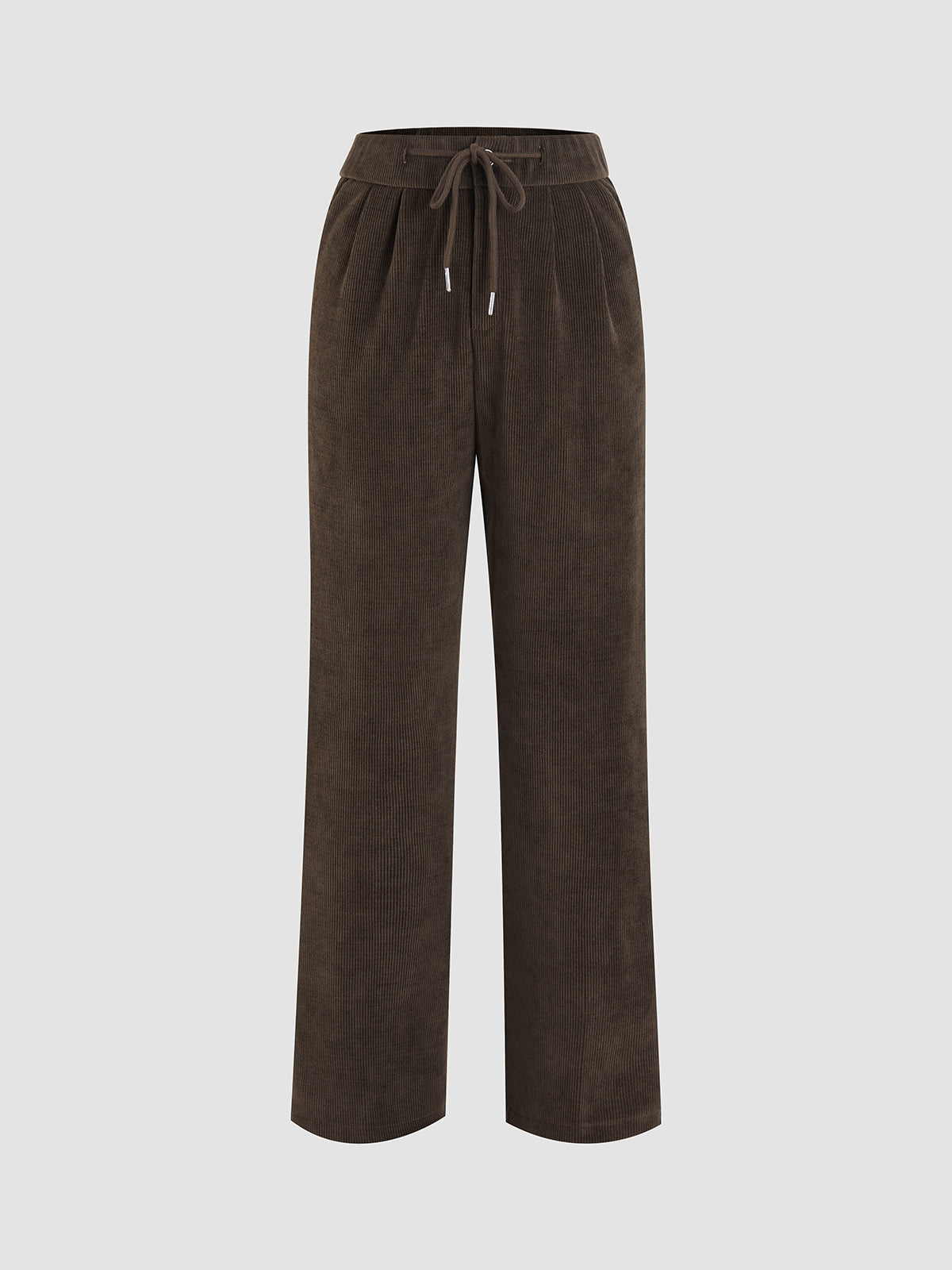 Fleece Lined Corduroy Drawstring Wide Leg Pants