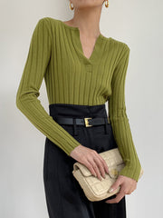 Matcha Cake Ribbed Blouse