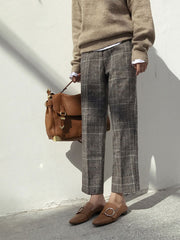 Glen Plaid Straight Leg Pants