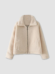 Solid Collared Fleece Jacket