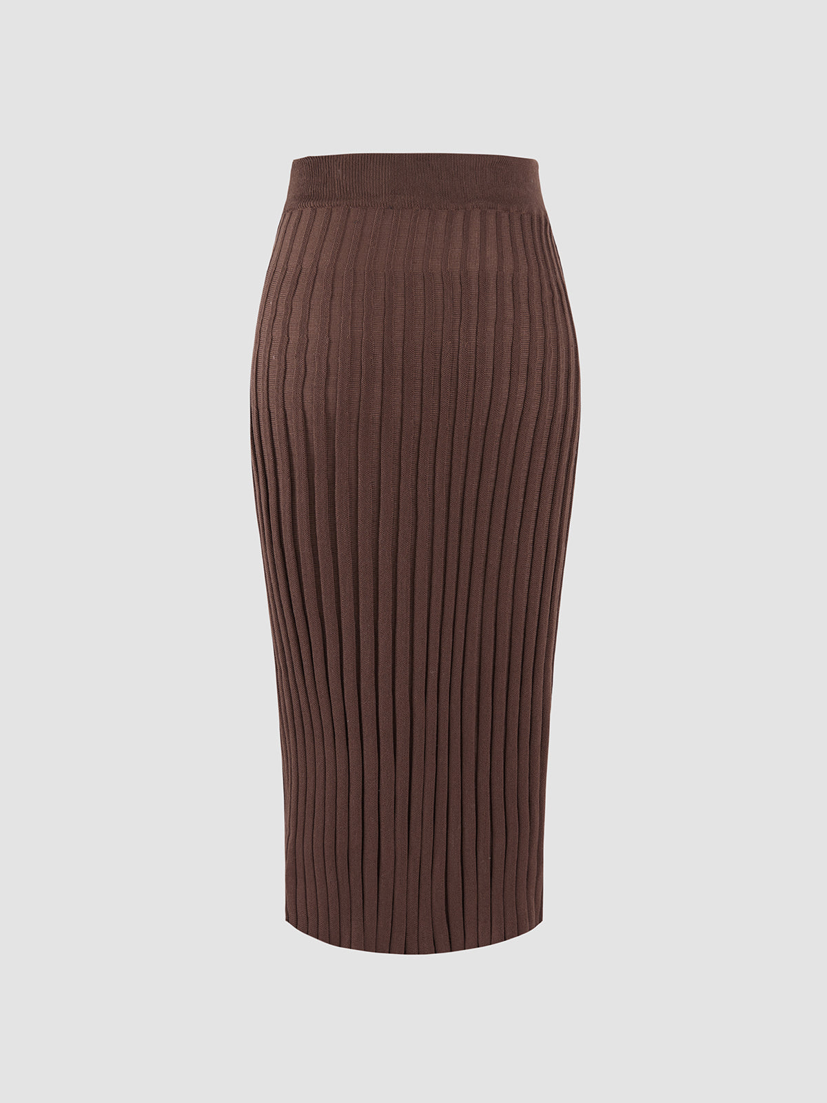 Brownie Side Buttons Rib Slit Skirt