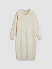 Ivory Glow Collared Sweater Dress