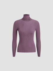 Solid Mockneck Long Sleeve Knit Top