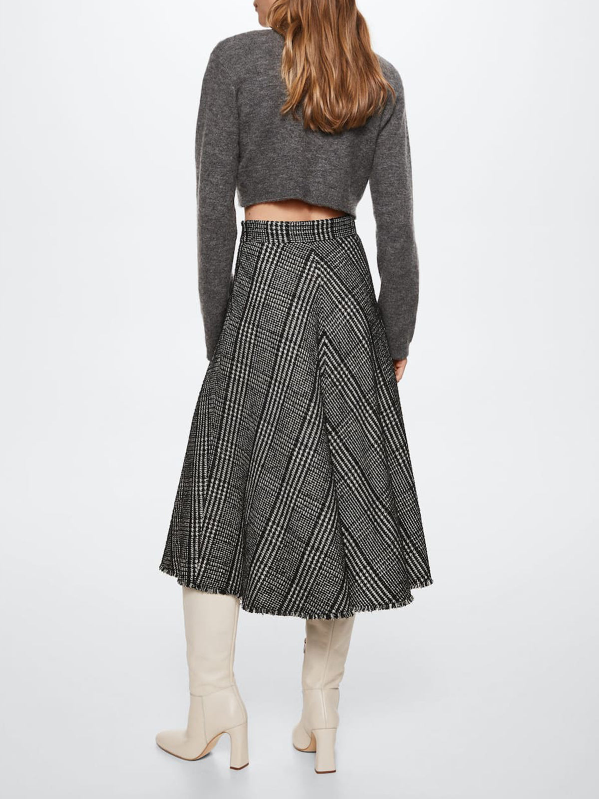 Checkerboard A-Line Midi Skirt