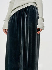 Solid Velvet Wide Leg Pants