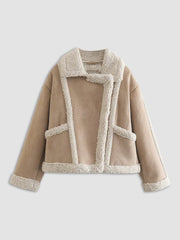 Essential Suede Shearling Collared Flight Jacket