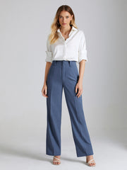 High Waisted Seam Detail Straight Leg Trousers