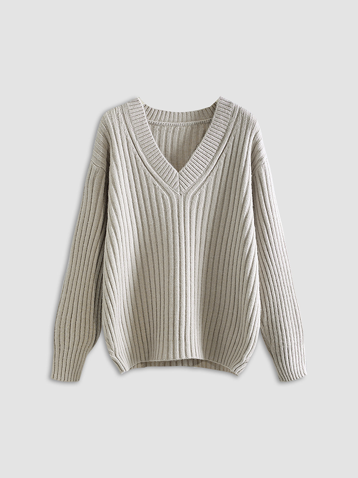 Basic V-Neck Ribbed Sweater