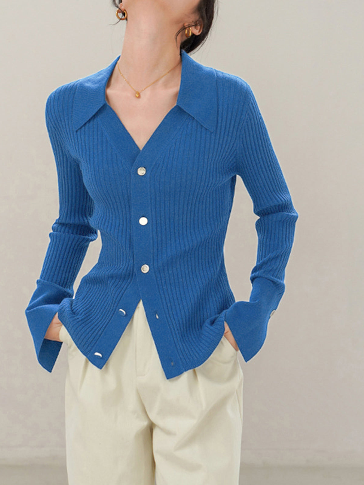 Azure Mist Collared Cardigan