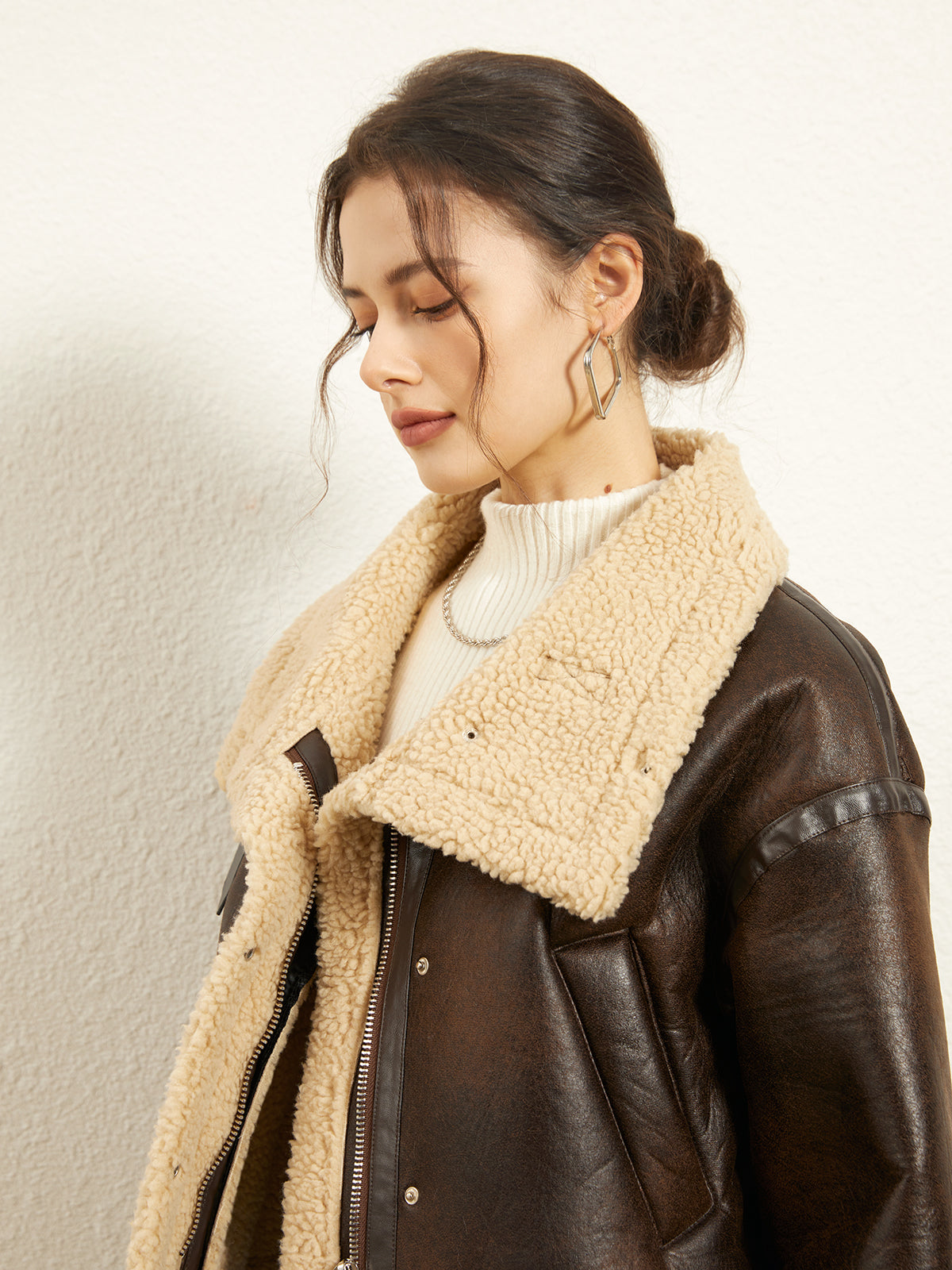 Leisurely Shearling Leather Flight Jacket