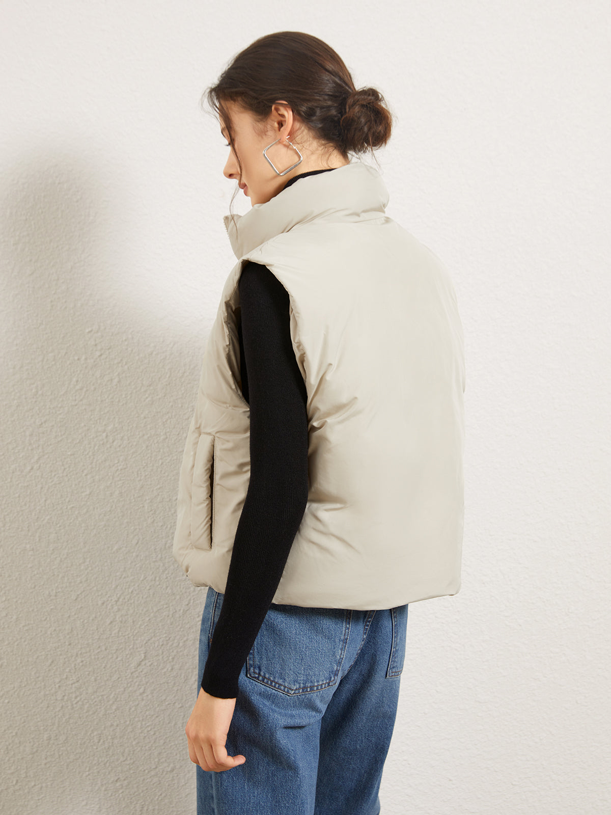 Stand Up Collar Zip Puffer Jacket