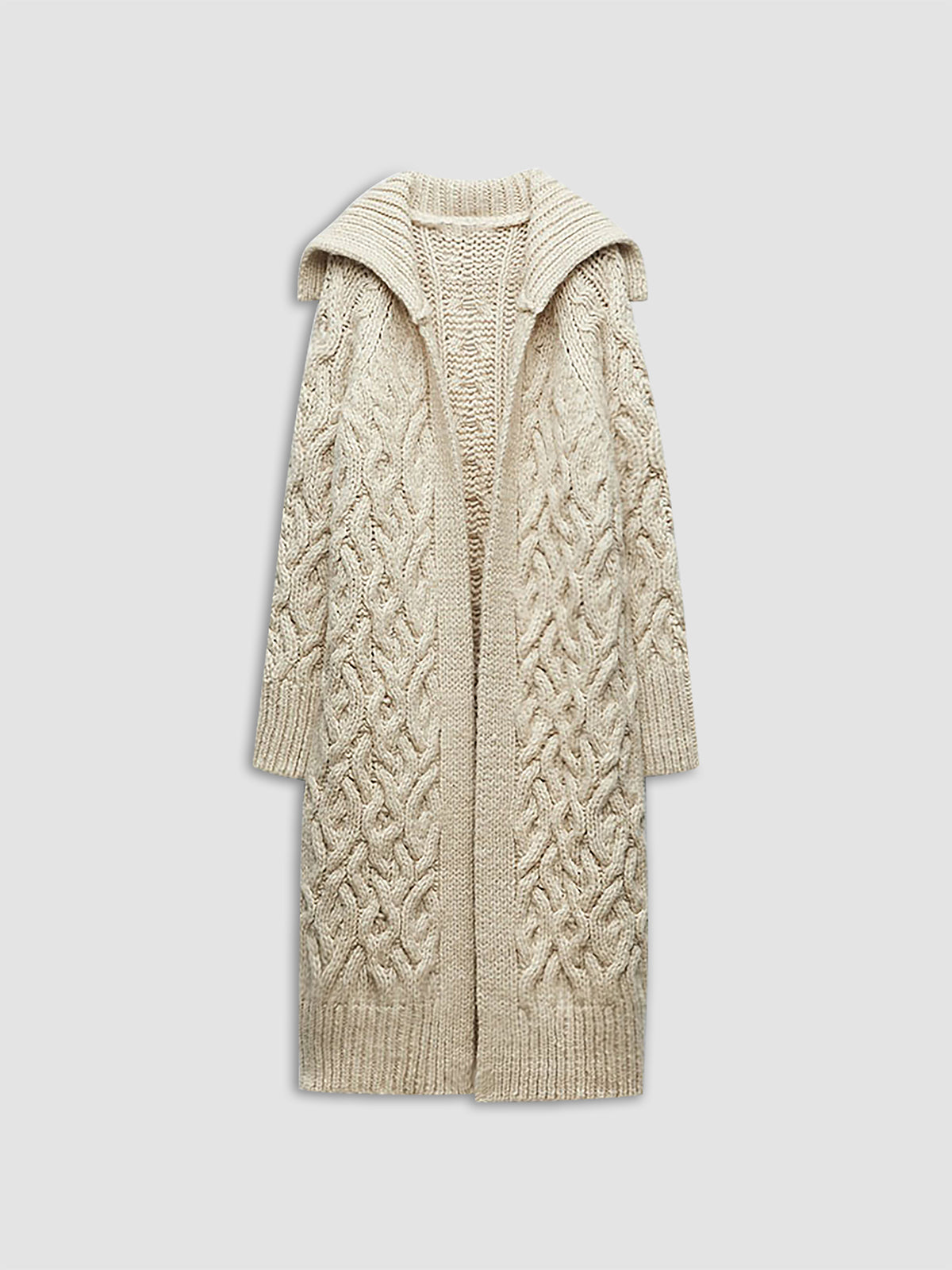 Cable Knit Long Cardigan