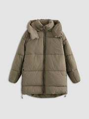 Drawstring Hooded Puffer Parka Coat