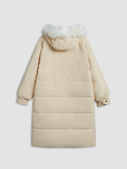 Aurora Hooded Fur Trimmd Pockets Parka Long Coat