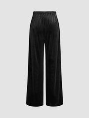 Solid Velvet Straight Leg Pants