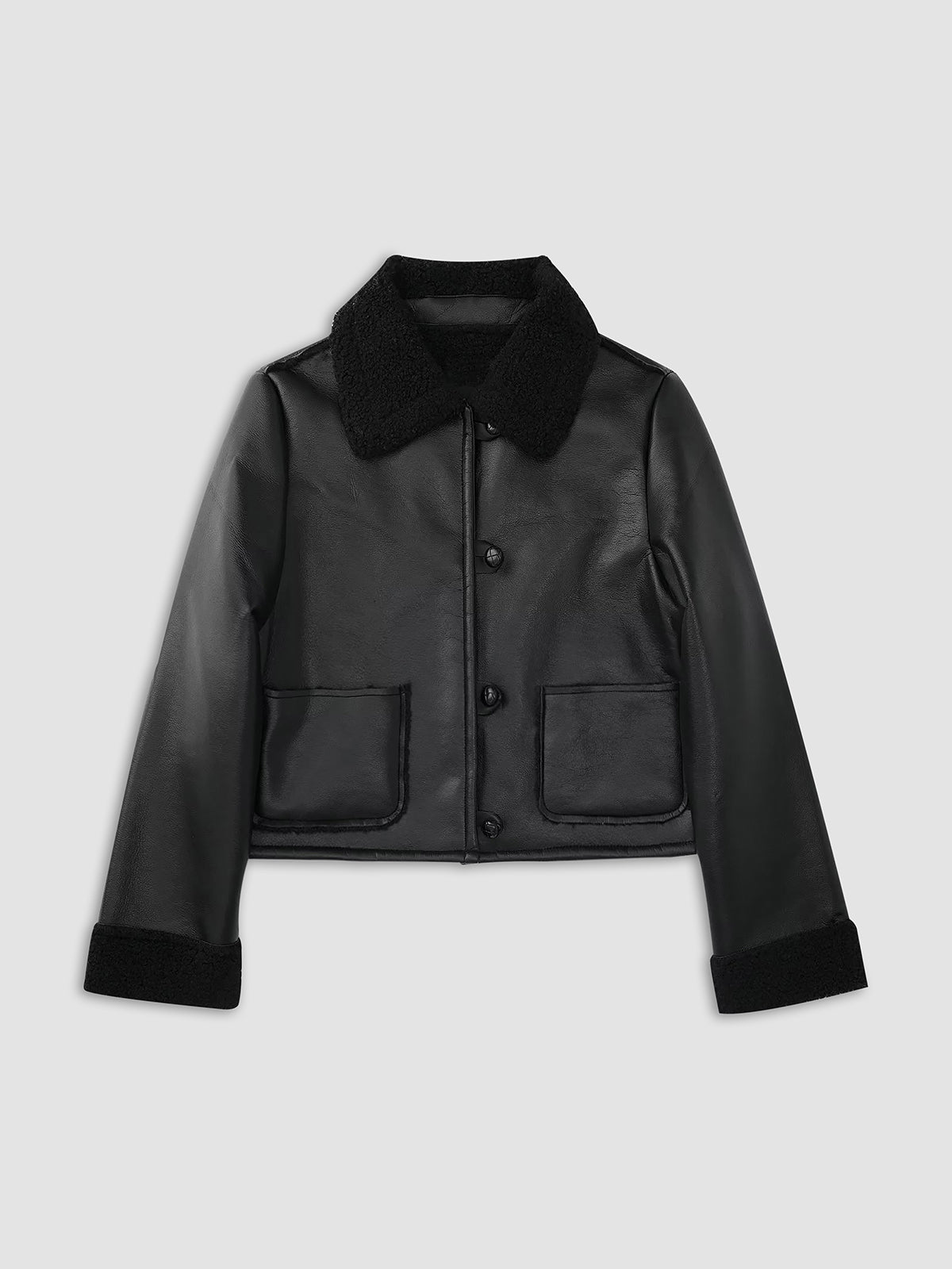 Dark Night Shearling Leather Flight Jacket