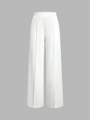 Casual Pockets Wide Leg Pants