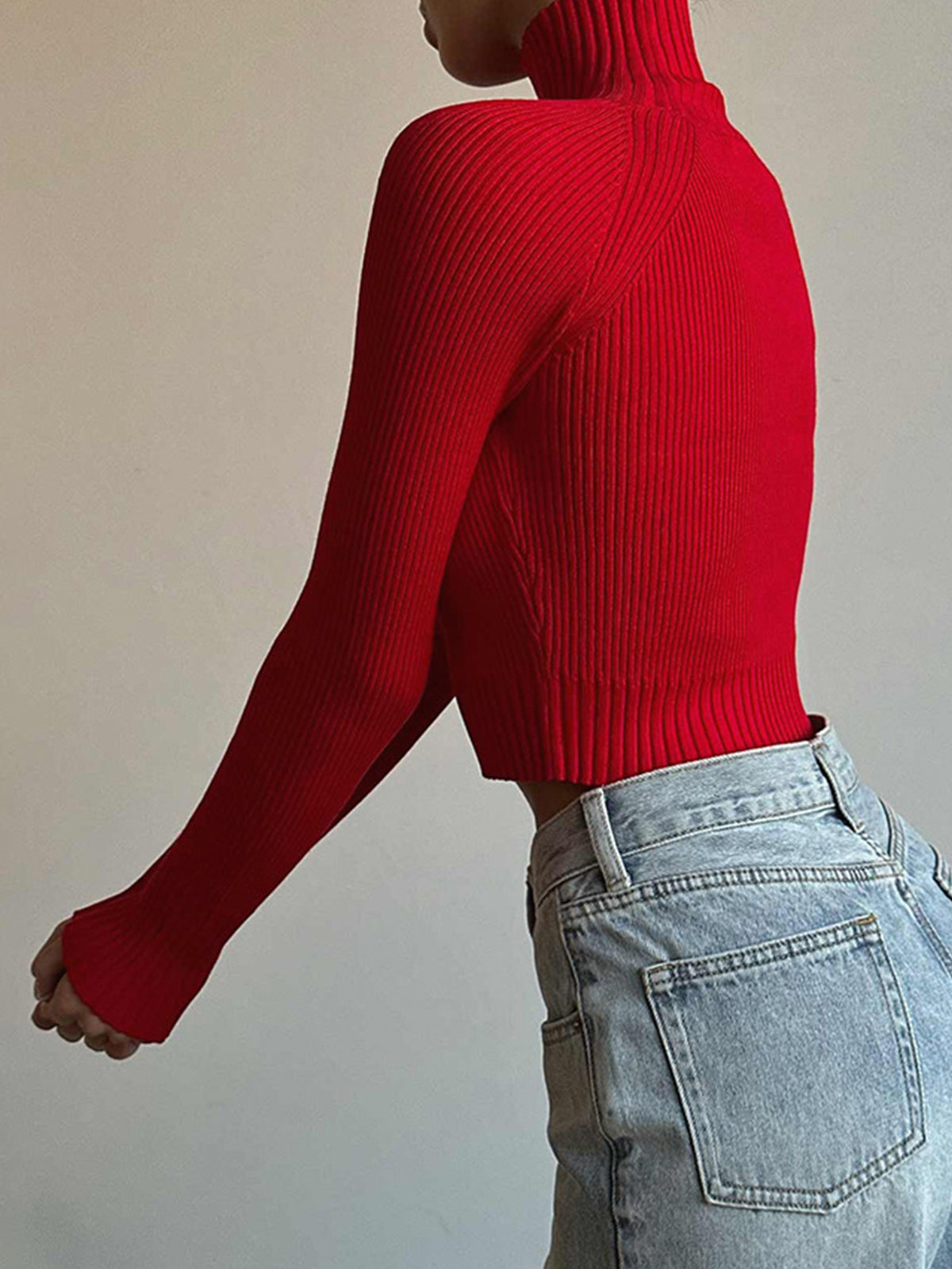 Open Shoulder Mock Neck Knit Top