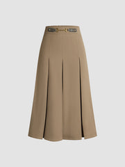 Belt Decor Pleated Skirt