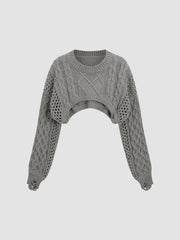 Solid Cable Knit Crop Sweater