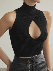 Cutout Mockneck Sweater Vest