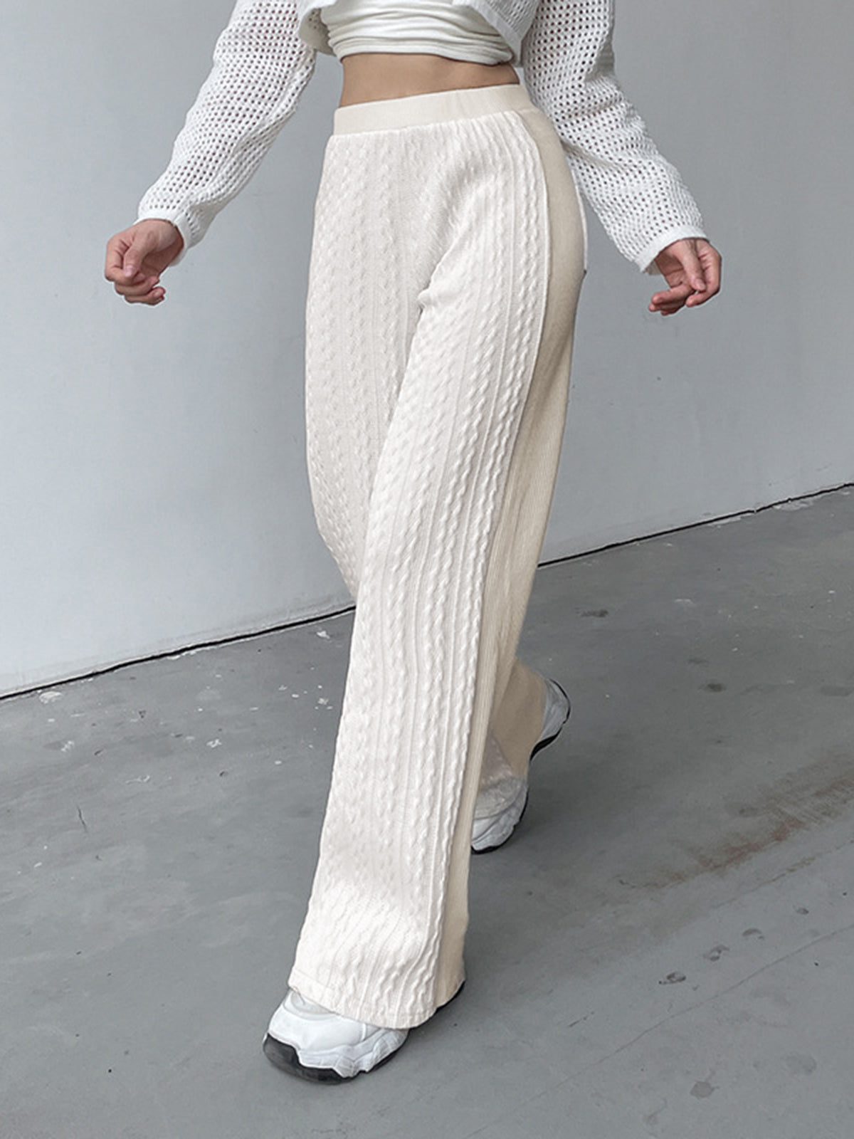 Cable Knit Wide Leg Pants