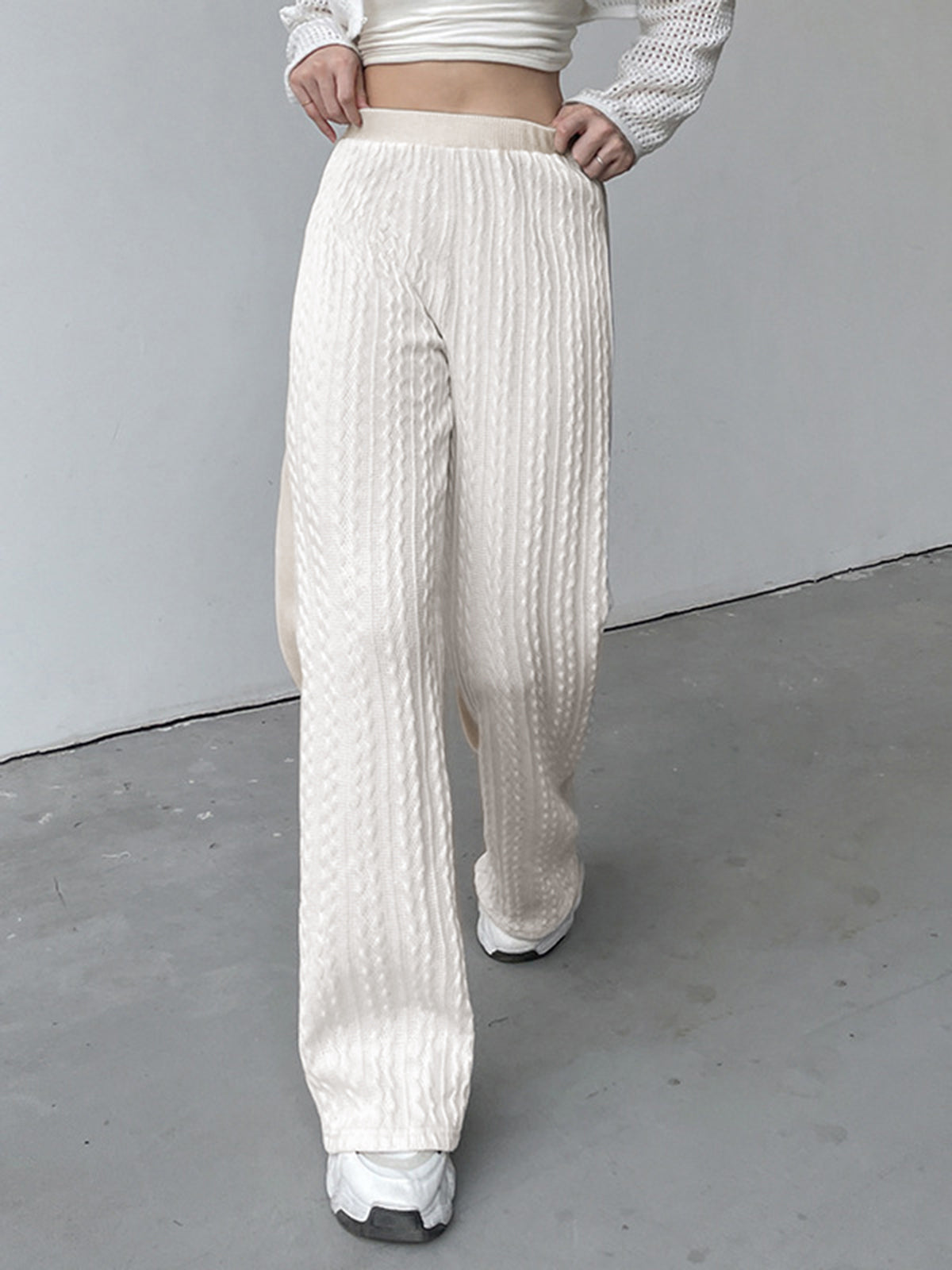 Cable Knit Wide Leg Pants