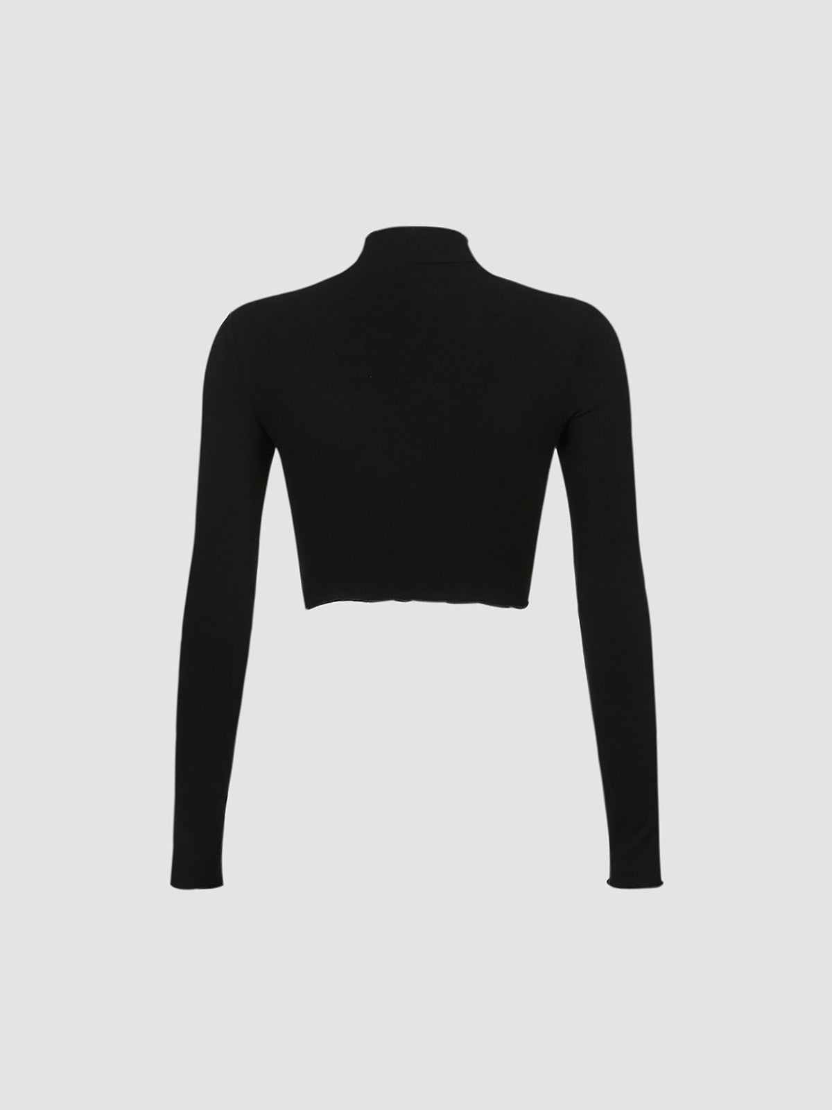 Black Mock Neck Crop Shirt