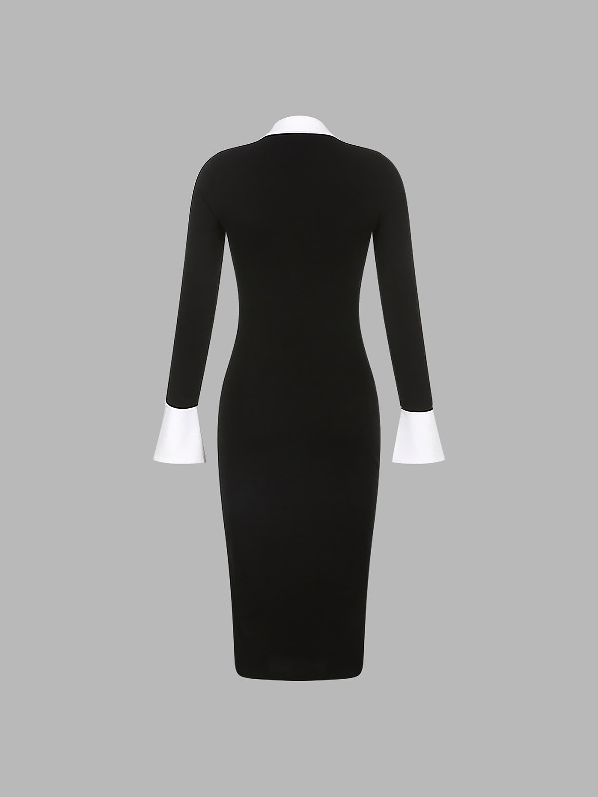 Contrast Trim Collared Midi Dress