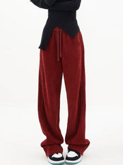 Ruby Drawstring Ribbed Baggy Wide Leg Pants