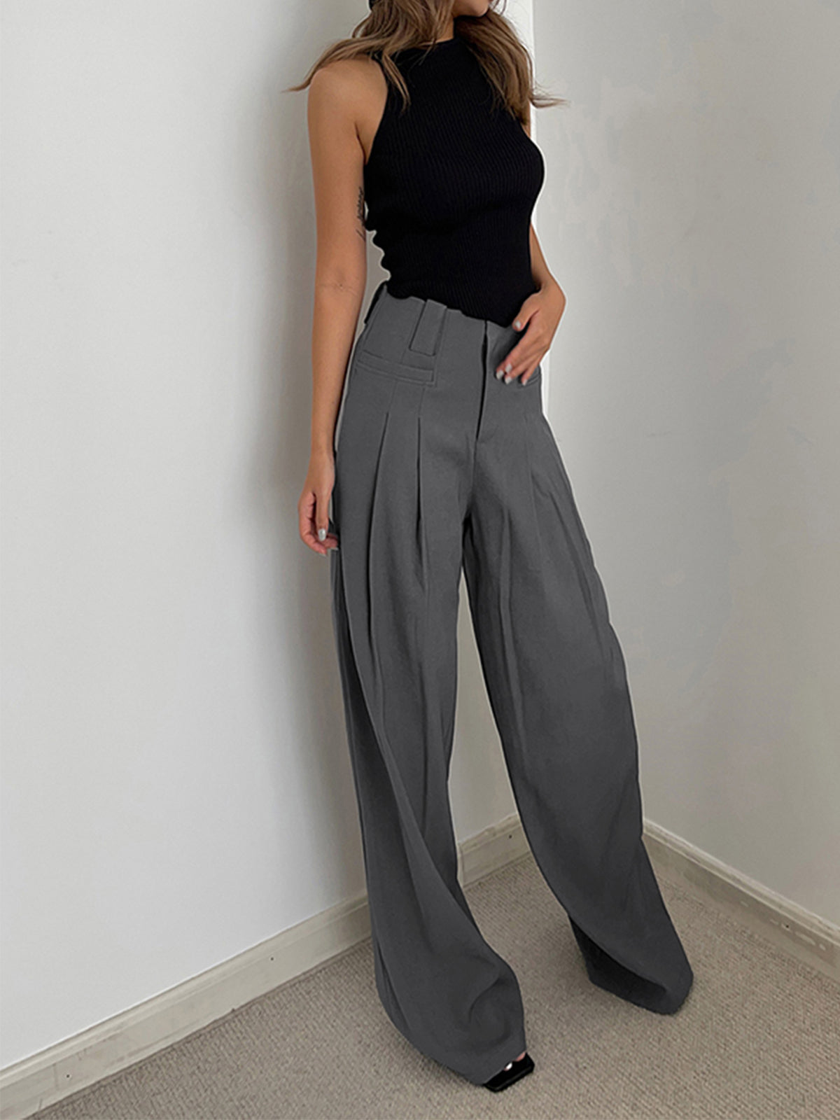 Leisure Pleated Wide Leg Dress Pants