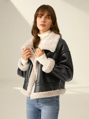 Sherpa Lined Shearling Leather Flight Jacket