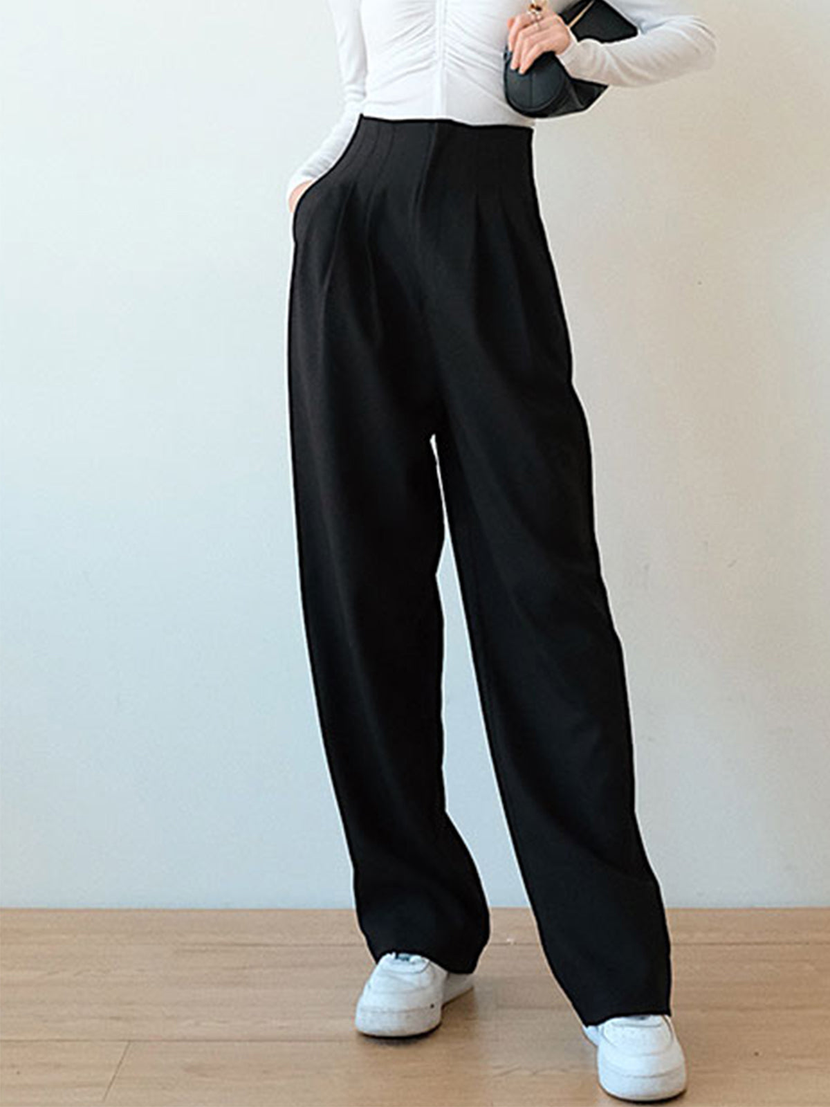 High Waist Pleated Wide Leg Pants