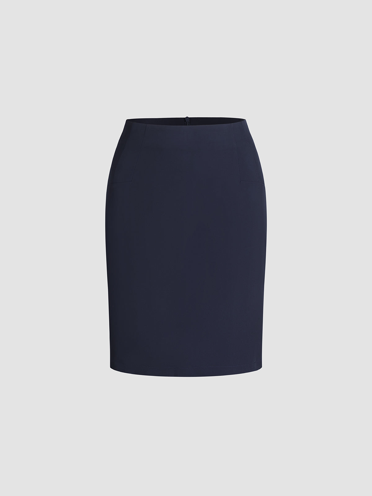 High Waisted Solid Colored Pencil Midi Skirt