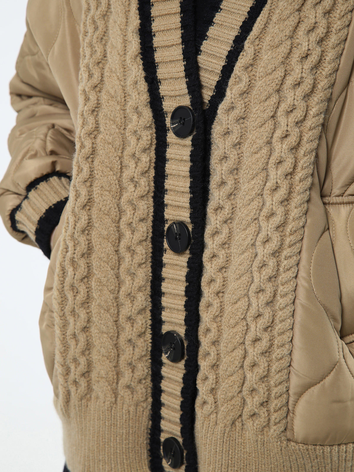 Braided Quilted Winter Cardigan Coat