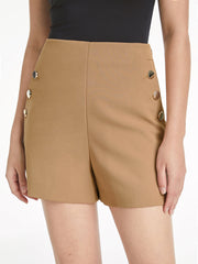 High Waisted Triple Button Trouser Shorts