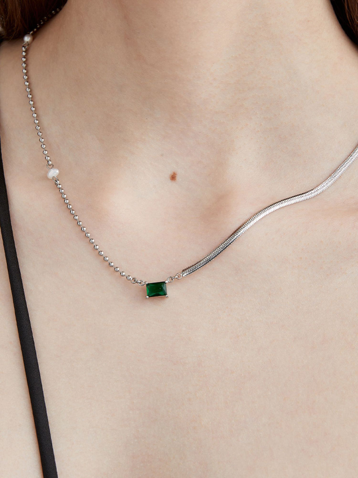 Asymmetrical Rope Olivine Necklace