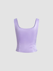 Mauve Button Front Contour Sleeveless Top