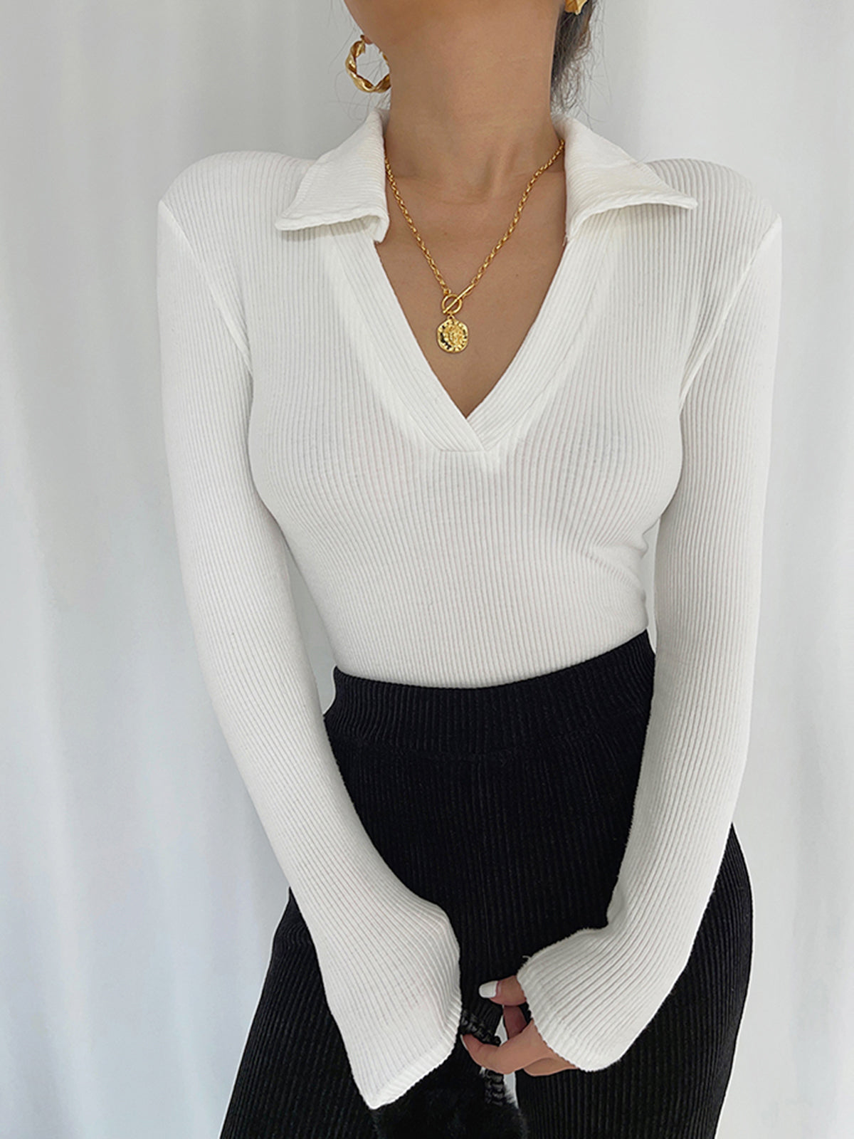 Collared V-Neck Polo Bodysuit