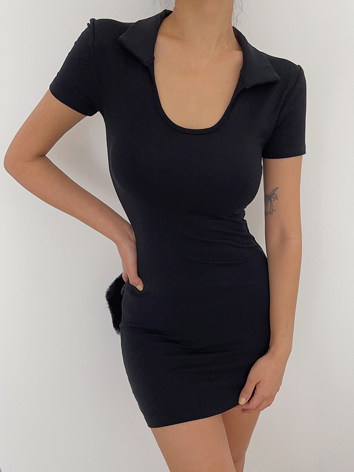 Collared Bodycon Short Dress