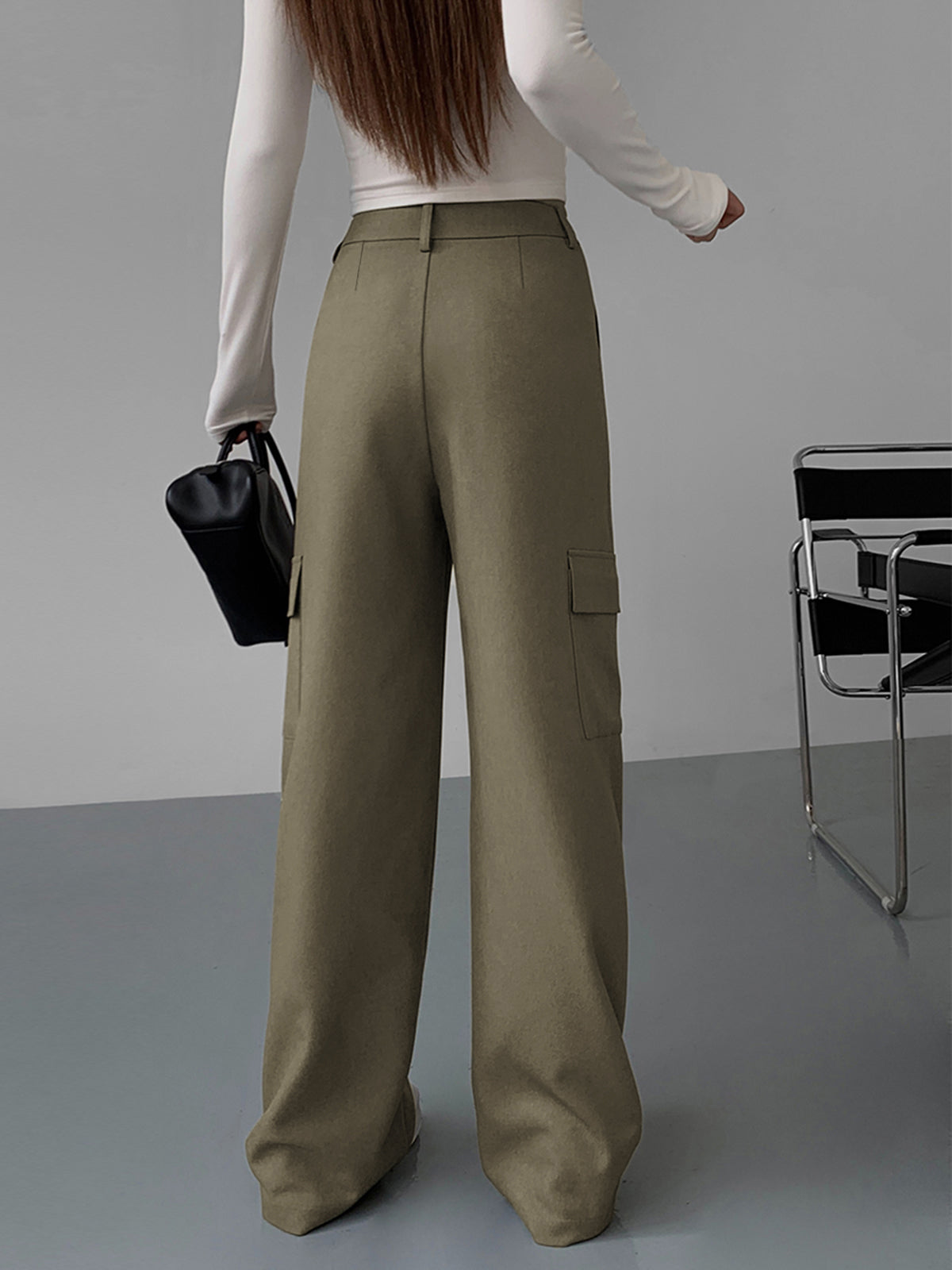 Leisure Pockets Pleated Wide Leg Pants